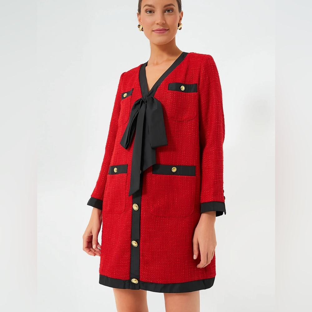 Red Coco Tweed Bow Dress by Pomander Place (Store Opening gift with purc…